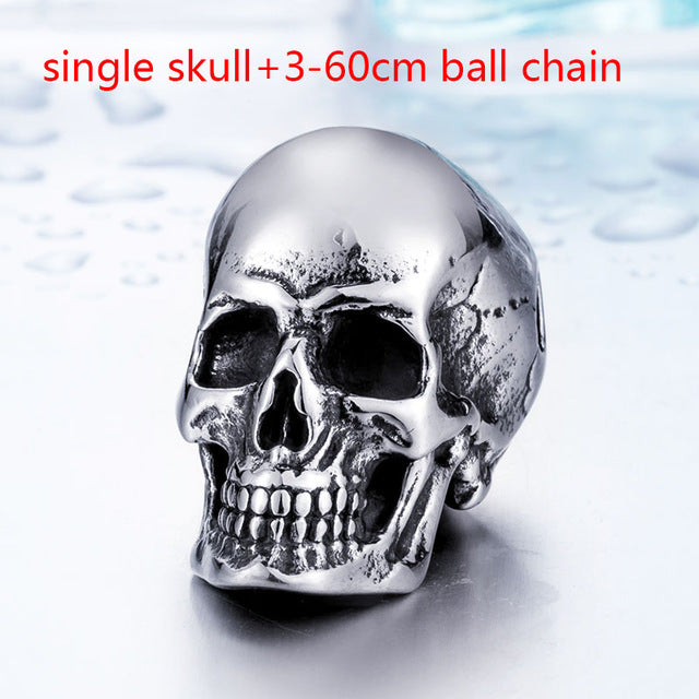 Stainless Steel  New Arrival Super Punk Skull Biker Pendant Necklace Fashion charm Jewelry