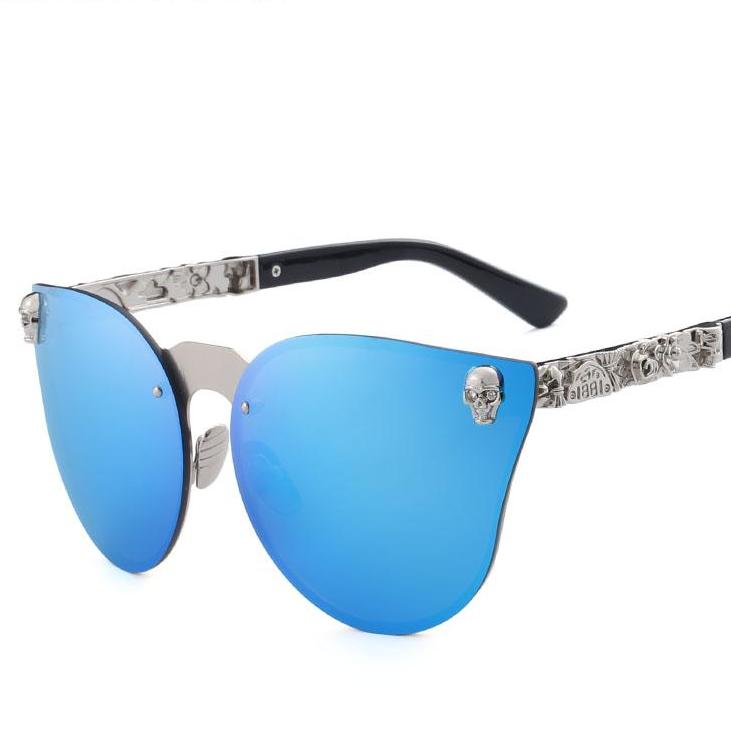 Sunglasses Women Brand Design Skull Metal Temple Sun glasses Gold Eyewear Accessories