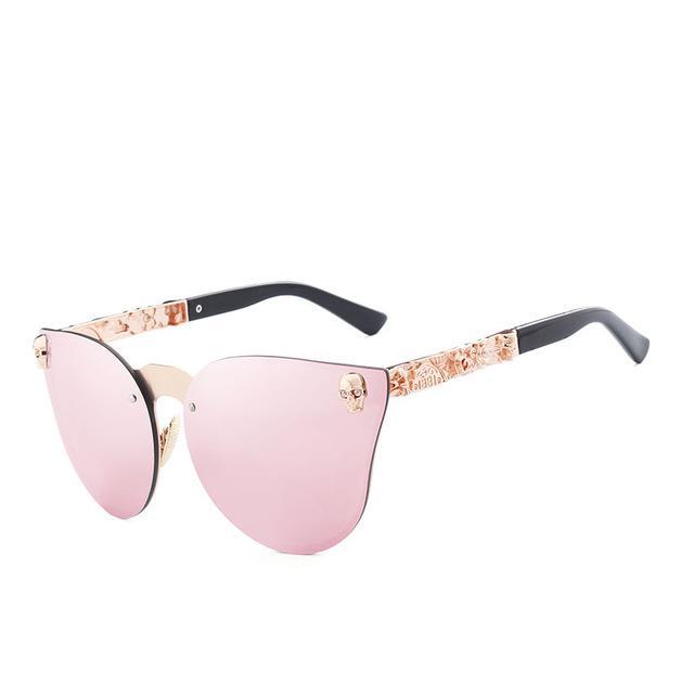 Sunglasses Women Brand Design Skull Metal Temple Sun glasses Gold Eyewear Accessories