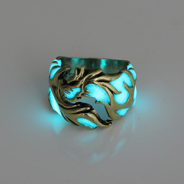 Mens Ring Luminous Dragon Rings for Men Women Rings Glow In The Dark Male Ring Jewelry
