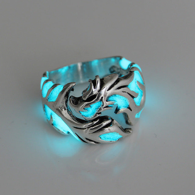 Mens Ring Luminous Dragon Rings for Men Women Rings Glow In The Dark Male Ring Jewelry