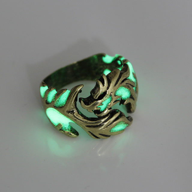 Mens Ring Luminous Dragon Rings for Men Women Rings Glow In The Dark Male Ring Jewelry