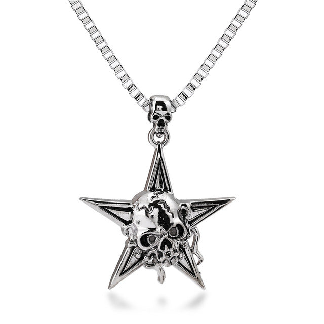 Super Fashion Punk Rock And Roll Wind Personalized Skull Pendant Necklaces