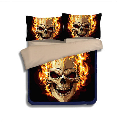 3D skull korean cotton duvet/doona cover set US king queen full twin size 3pcs