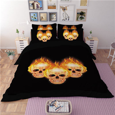 3D skull korean cotton duvet/doona cover set US king queen full twin size 3pcs