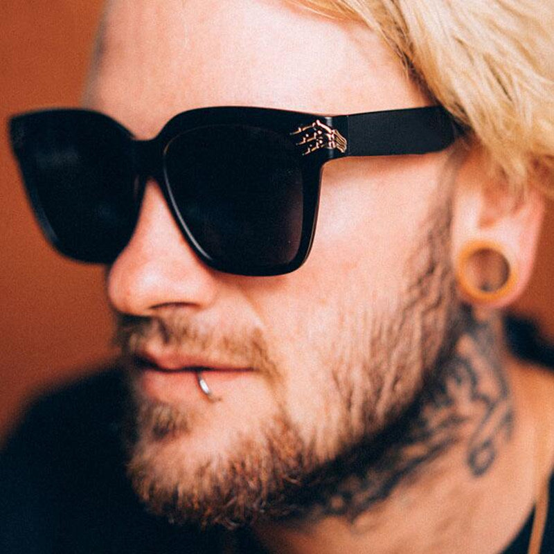 Black Skull Sunglasses Men Women Brand Mirror Sun Glasses For Men Fashion Star Style Shades