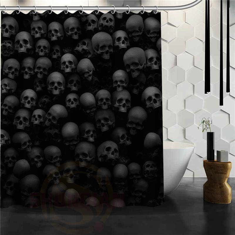 Skull Shower Curtains Bathroom Mildewproof Polyester Curtains Waterproof Fabric with Hooks