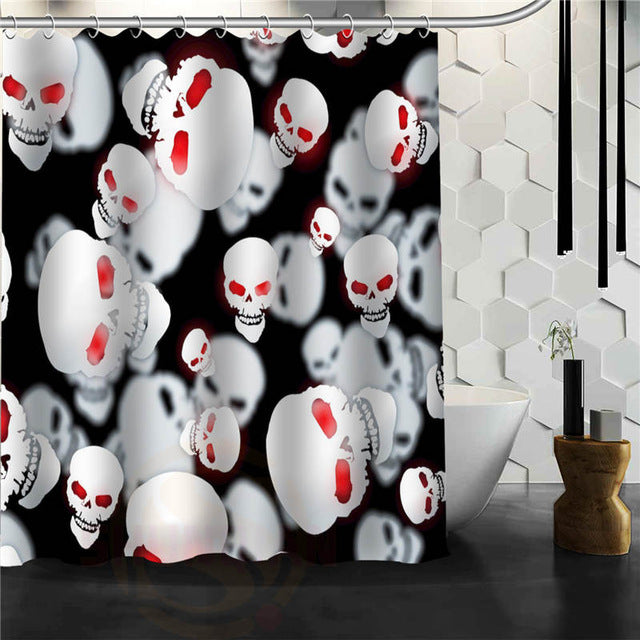 Skull Shower Curtains Bathroom Mildewproof Polyester Curtains Waterproof Fabric with Hooks