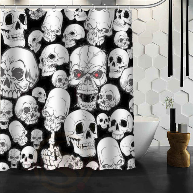 Skull Shower Curtains Bathroom Mildewproof Polyester Curtains Waterproof Fabric with Hooks