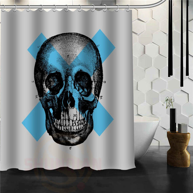 Skull Shower Curtains Bathroom Mildewproof Polyester Curtains Waterproof Fabric with Hooks
