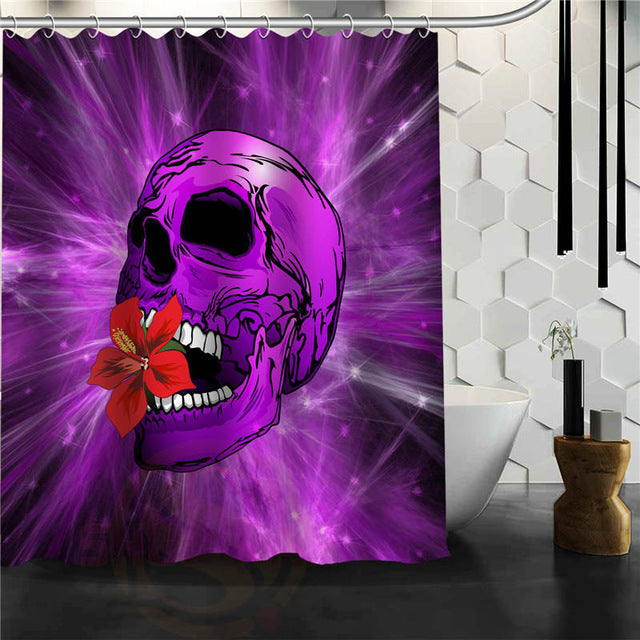 Skull Shower Curtains Bathroom Mildewproof Polyester Curtains Waterproof Fabric with Hooks