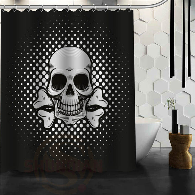 Skull Shower Curtains Bathroom Mildewproof Polyester Curtains Waterproof Fabric with Hooks