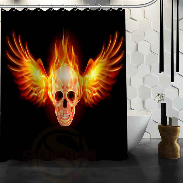 Skull Shower Curtains Bathroom Mildewproof Polyester Curtains Waterproof Fabric with Hooks