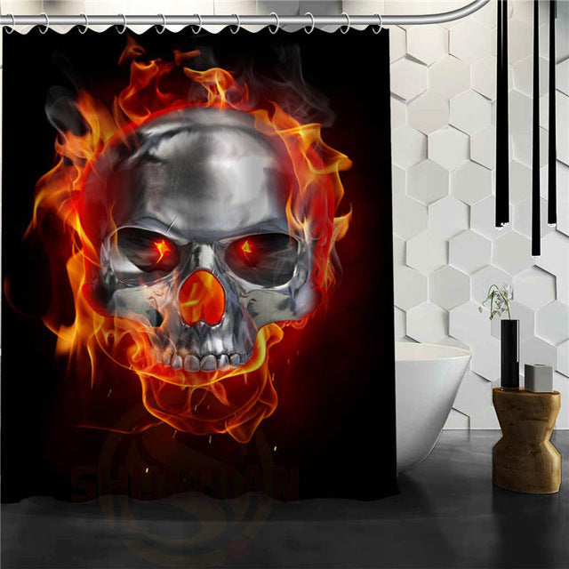 Skull Shower Curtains Bathroom Mildewproof Polyester Curtains Waterproof Fabric with Hooks