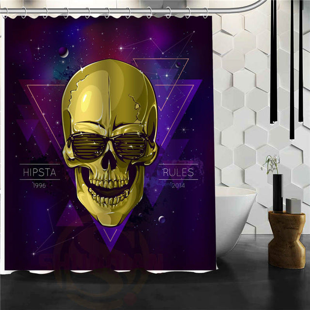 Skull Shower Curtains Bathroom Mildewproof Polyester Curtains Waterproof Fabric with Hooks