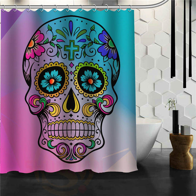 Skull Shower Curtains Bathroom Mildewproof Polyester Curtains Waterproof Fabric with Hooks