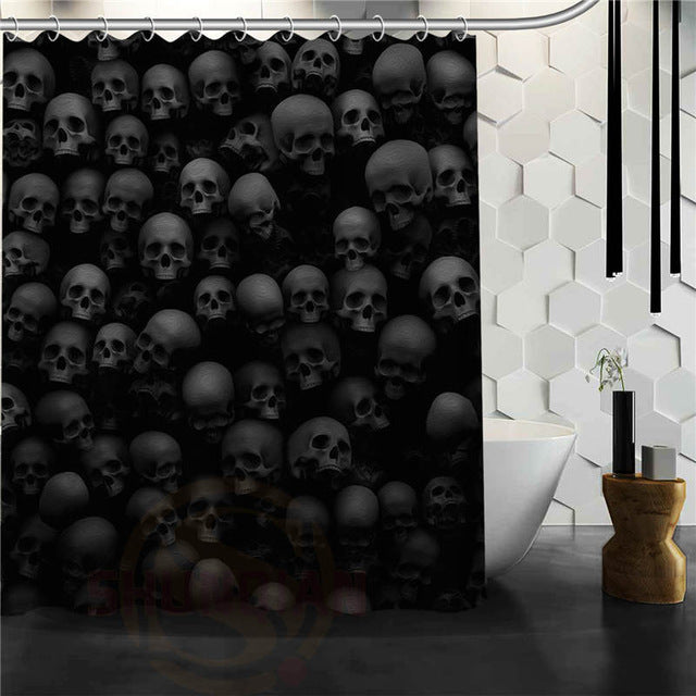 Skull Shower Curtains Bathroom Mildewproof Polyester Curtains Waterproof Fabric with Hooks
