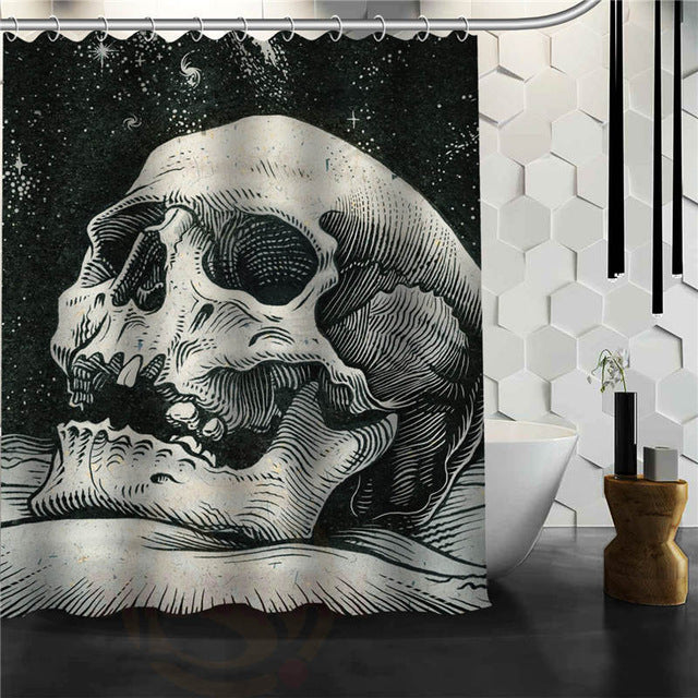 Skull Shower Curtains Bathroom Mildewproof Polyester Curtains Waterproof Fabric with Hooks