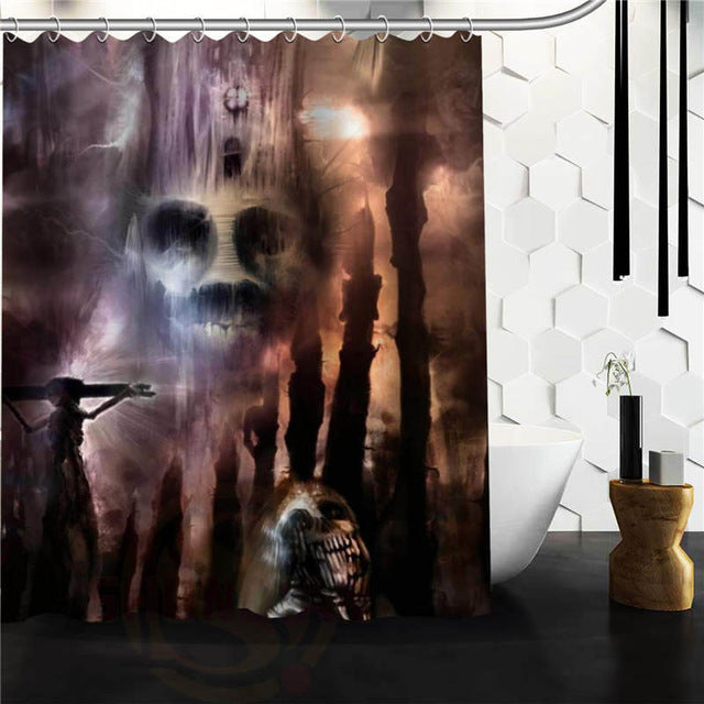 Skull Shower Curtains Bathroom Mildewproof Polyester Curtains Waterproof Fabric with Hooks