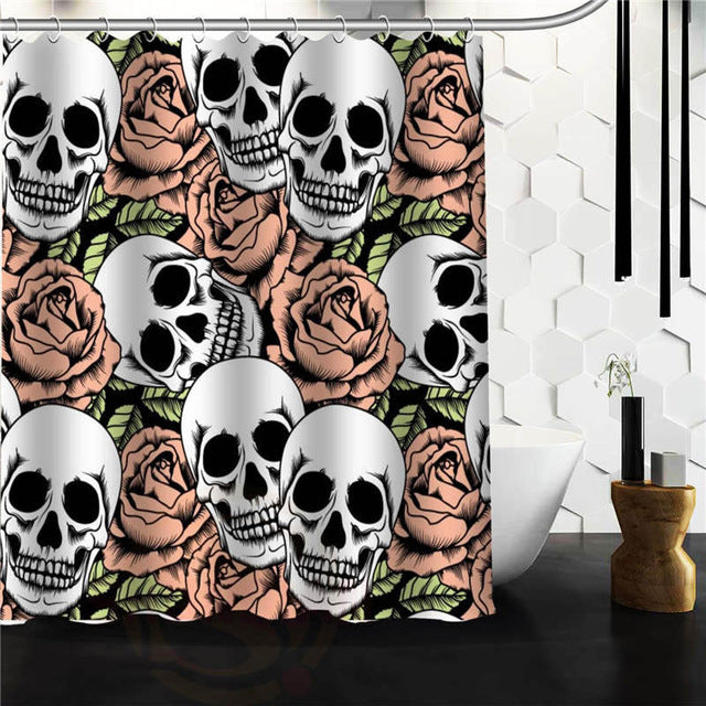 Skull Shower Curtains Bathroom Mildewproof Polyester Curtains Waterproof Fabric with Hooks