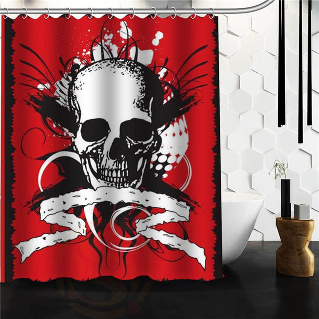 Skull Shower Curtains Bathroom Mildewproof Polyester Curtains Waterproof Fabric with Hooks