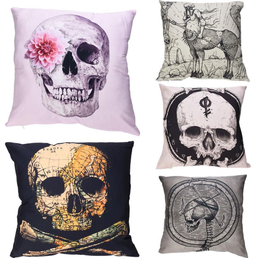 Skull Cushion Cover Home Decor 45*45cm Square Sofa Home Cafe Cushion Covers Car Seat Gifts