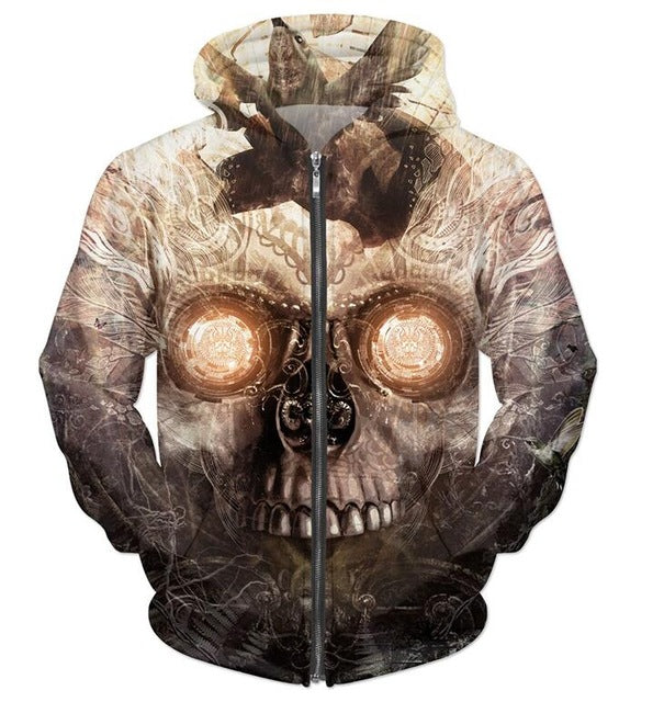 Metal Skull Printing Sportwear Streetwear Style Outwear Men's Pullover Plus Size 5XL