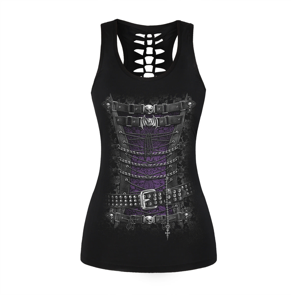 Skull Tank Top Women Summer Sleeveless Shirt Workout Cross Print Camisole Blusa Sexy Tops