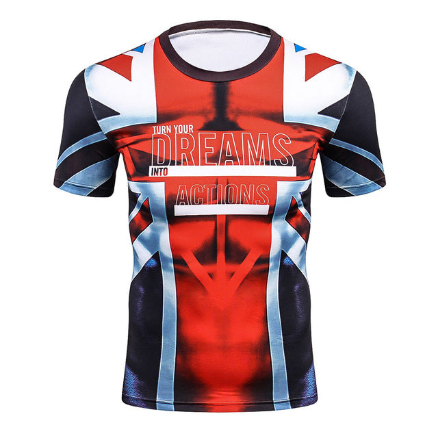 Fitness MMA Compression Shirt Men Anime Bodybuilding Short Cool skull 3D Printed