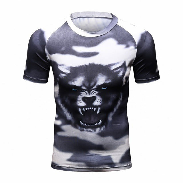 Fitness MMA Compression Shirt Men Anime Bodybuilding Short Cool skull 3D Printed
