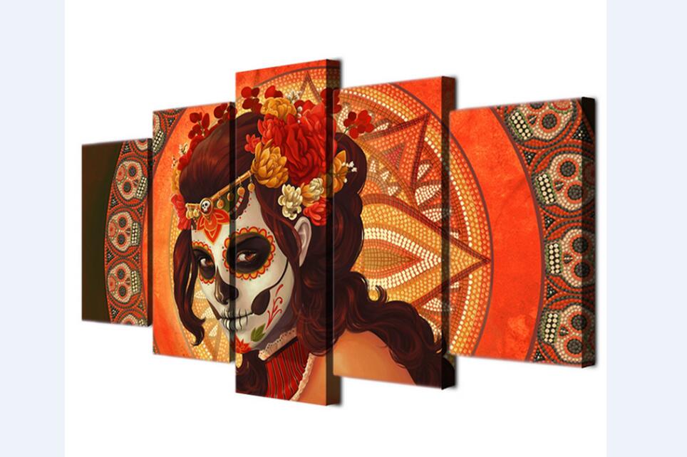 Paintings Mexican Halloween Skull Skull Head Wall Paintings Wall Background Wall Paintings