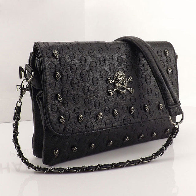 Vintage Fashion Skull Women Messenger Bags Rivet Envelope Mini Clutch Bags Envelope Crossbody