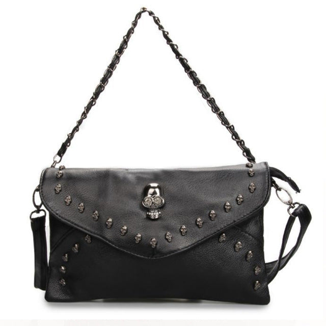 Vintage Fashion Skull Women Messenger Bags Rivet Envelope Mini Clutch Bags Envelope Crossbody