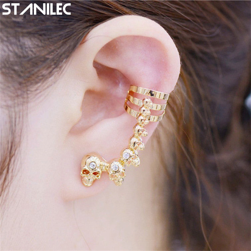 New Fashion Skull Crystal Long Earrings Personality Exaggerated Hallowmas Ear Studs Creative