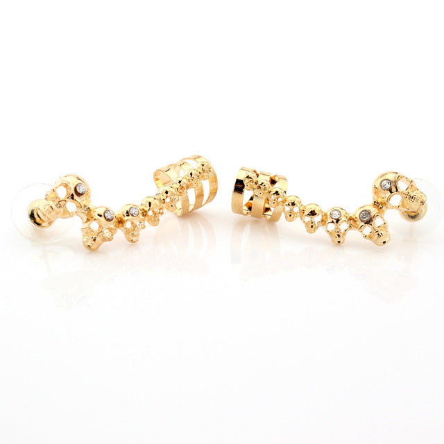 New Fashion Skull Crystal Long Earrings Personality Exaggerated Hallowmas Ear Studs Creative