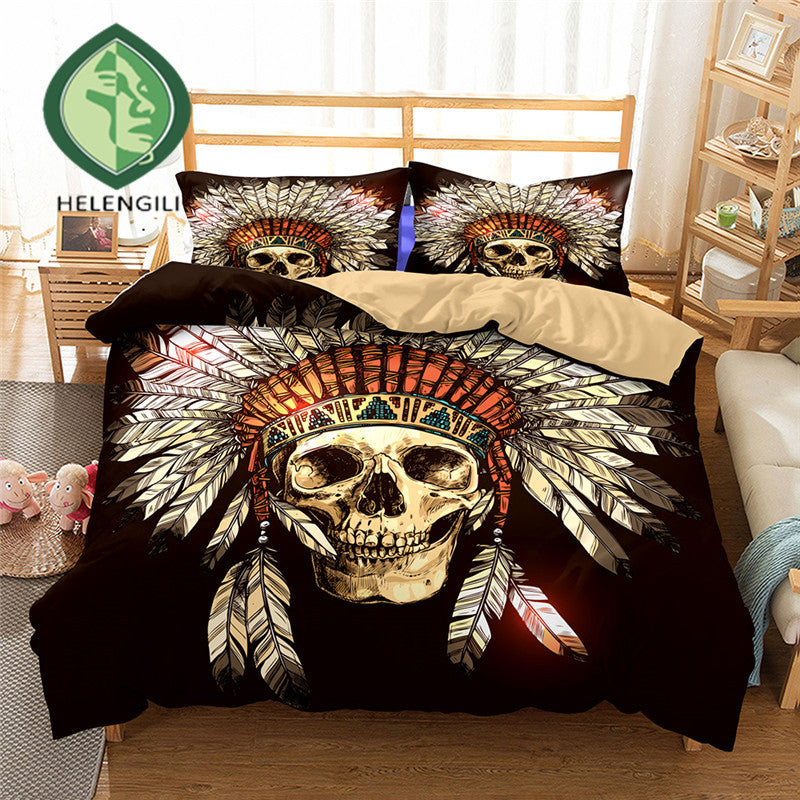 3D Bedding Set skull Print Duvet cover set lifelike bedclothes with pillowcase bed set home