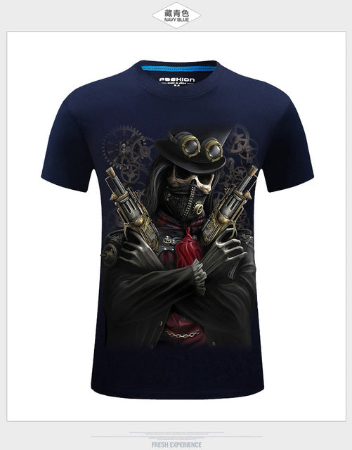 3D Skull Cotton T Shirts Fashion Brand T Shirt Men Hip Hop Casual Tees large size S-6XL Fitness