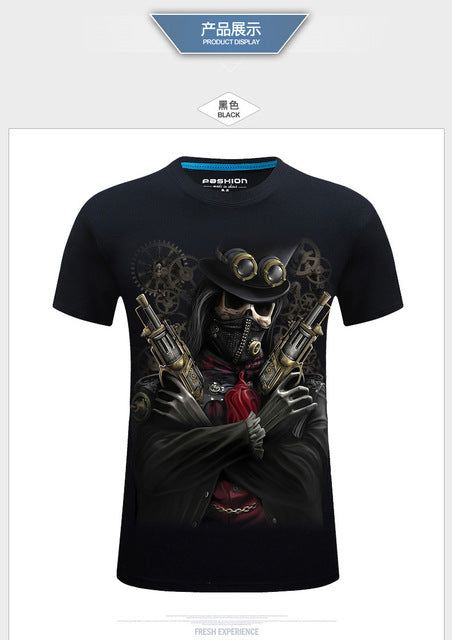 3D Skull Cotton T Shirts Fashion Brand T Shirt Men Hip Hop Casual Tees large size S-6XL Fitness