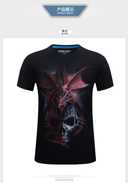 3D Skull Cotton T Shirts Fashion Brand T Shirt Men Hip Hop Casual Tees large size S-6XL Fitness