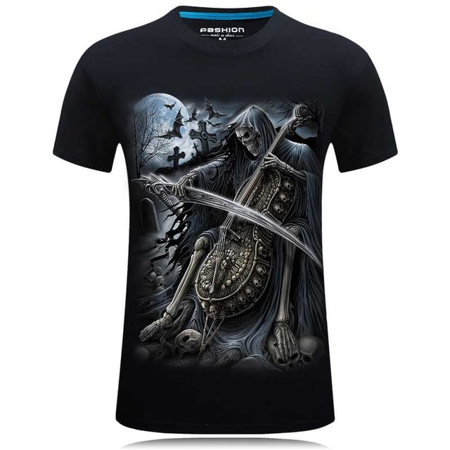 3D Skull Cotton T Shirts Fashion Brand T Shirt Men Hip Hop Casual Tees large size S-6XL Fitness