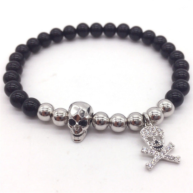 Men Bracelets Pirates Pendant Stone Beads For Men Charm Bracelets Jewelry