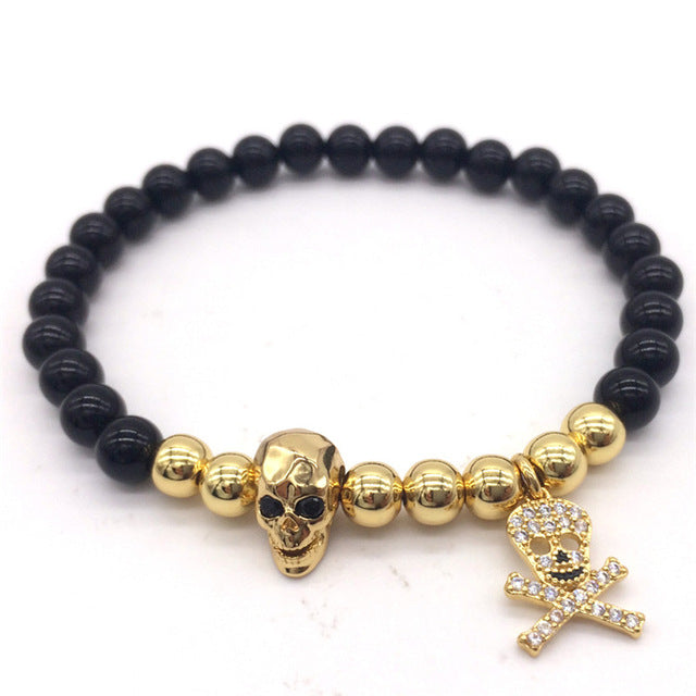 Men Bracelets Pirates Pendant Stone Beads For Men Charm Bracelets Jewelry
