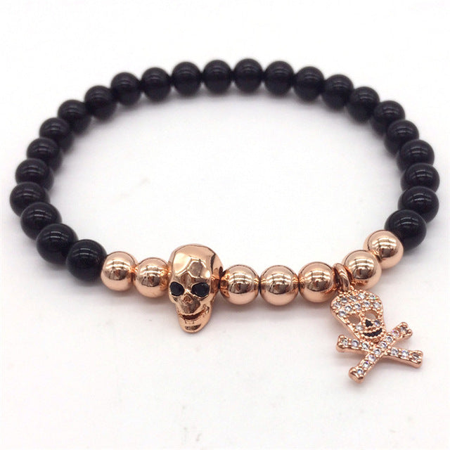 Men Bracelets Pirates Pendant Stone Beads For Men Charm Bracelets Jewelry