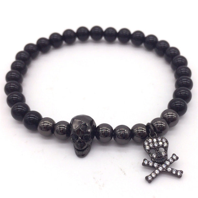 Men Bracelets Pirates Pendant Stone Beads For Men Charm Bracelets Jewelry