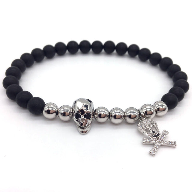 Men Bracelets Pirates Pendant Stone Beads For Men Charm Bracelets Jewelry