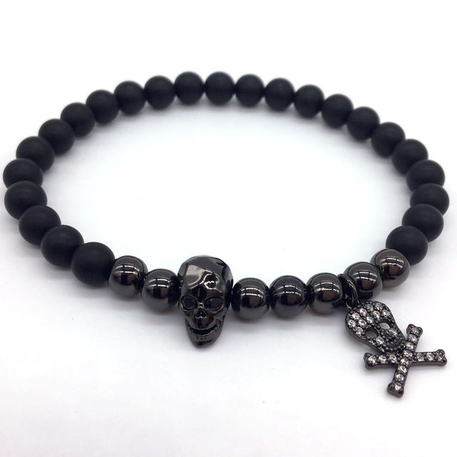 Men Bracelets Pirates Pendant Stone Beads For Men Charm Bracelets Jewelry