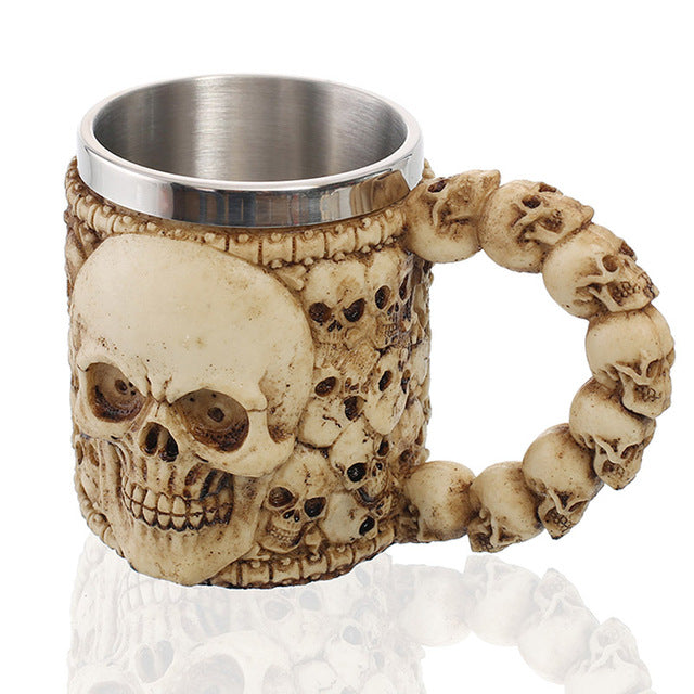 Double Wall Stainless Steel Knight Tankard Dragon Drinking Tea Beer Coffee Cup Caneca Viking