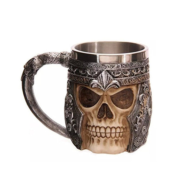 Double Wall Stainless Steel Knight Tankard Dragon Drinking Tea Beer Coffee Cup Caneca Viking