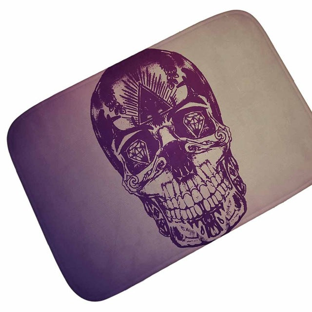 Punk Skull Printed Corridor Mats Hallway Carpet Anti-slip Outdoor Rugs Front Door Mats