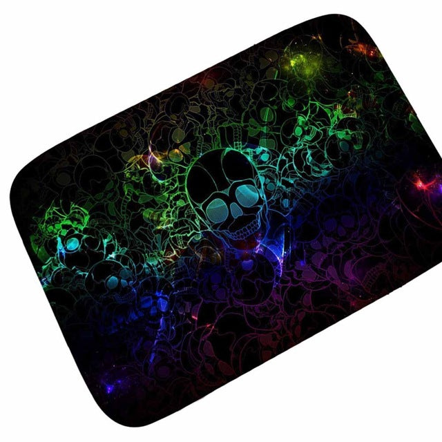 Punk Skull Printed Corridor Mats Hallway Carpet Anti-slip Outdoor Rugs Front Door Mats